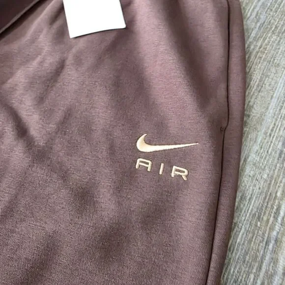 Nike Air Max High-Waisted Joggers Women's L Brown Beige Fleece New LE FB8051-237 - Picture 6 of 16